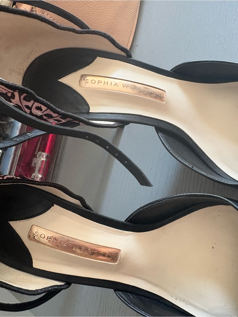 Sophia Webster Pink and Black Butterfly-Embellished High Heels - Picture 3 of 4